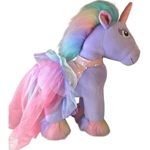 2018 Enchanted Unicorn Build A Bear BAB  Purple Bear Fairy Friend Pink 18" Plush